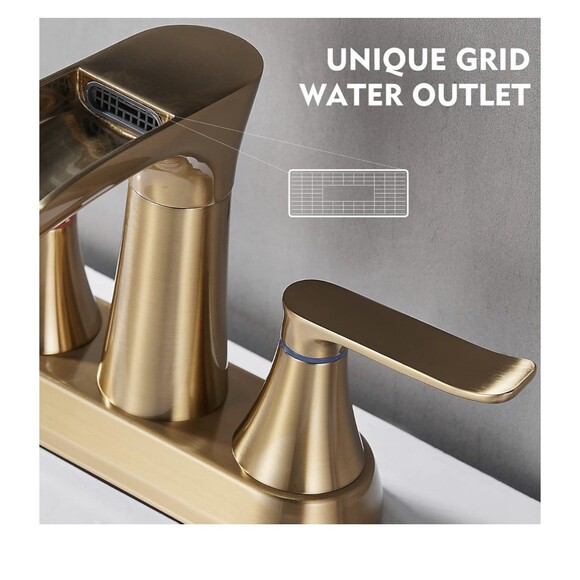 Yundoom Brushed Gold Waterfall Bathroom Faucet Swivel Spout Pop Up Drain BF4-04 - Picture 3 of 16